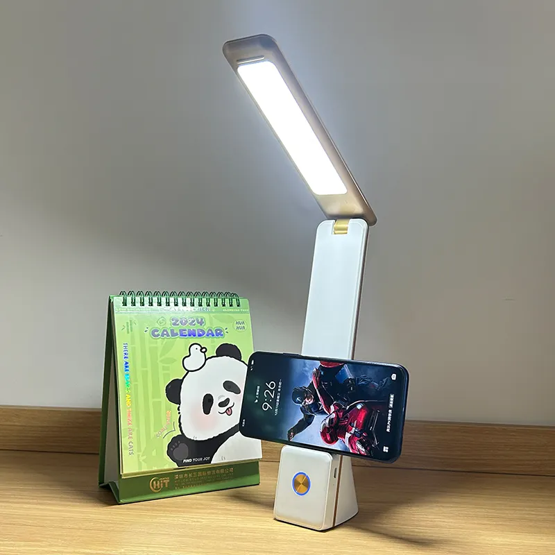 2024 nouvelle mini lampe de table sans fil portable avec batterie 1200mAh, support de téléphone