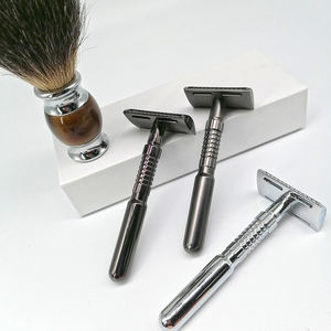 남성용 경제적 인 3 피스 안전 면도기 세트 스테인레스 스틸 베이스 플레이트 여행 파우치 10 날 면도 키트 이발사 필수 - Product Image 5