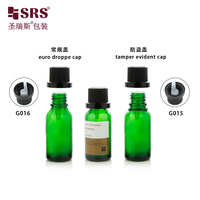 Bouteille d'huile essentielle en verre G015 Premium à 18 filetages avec support TEC, ambre, vert, transparent, bleu
