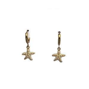 Boucles d'oreilles pendantes étoile de mer en acier inoxydable 316L plaqué or PVD, durables et résistantes, pendentif tendance - Product Image 1
