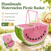 Nouveau panier à fruits élégant en forme de pastèque, panier en rotin tissé à la main, panier de rangement de cuisine naturel et écologique