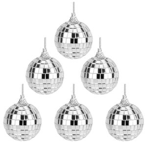Merry Tree 5cm Silvery Color Glass Mirror <b>Disco</b> Balls 6 Pieces for Christmas Tree Hanging and Home & Party <b>Decorations</b> - Product Image 1