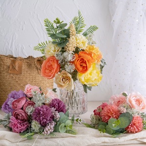 ช่อดอกกุหลาบประดิษฐ์ CallaFloral ทำจากผ้าพลาสติกถัก สำหรับตกแต่งงานแต่งงานและบ้าน CF01392 - Product Image 1