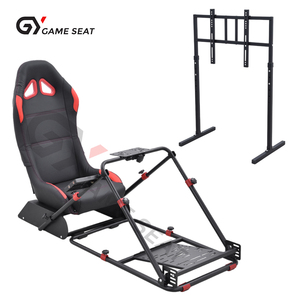 GY072 Venta <span class=keywords><strong>Al</strong></span> Por Mayor Cuero Ordenador PC Gamer Negro Simulador Silla Soporte Carreras Volante Asiento Soporte - Product Image 1