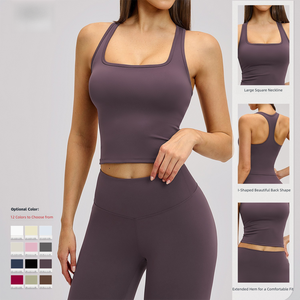 Débardeur de <span class=keywords><strong>sport</strong></span> pour <span class=keywords><strong>femme</strong></span> en Spandex/Nylon brossé, anti-transpiration, séchage rapide, coupe ajustée, pour yoga, course à pied, gym et fitness - Product Image 4