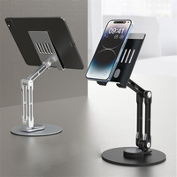 Support de tablette ergonomique en aluminium avec base pivotante à 360°, hauteur réglable multi-angles, style plateau ouvert, support de bureau pour iPad 12.9
