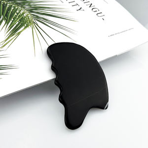 Raspador Facial de piedra Bian negra Natural, beneficio corporal antiarrugas, mejora la circulación sanguínea, masajeador Facial para la cara - Product Image 1