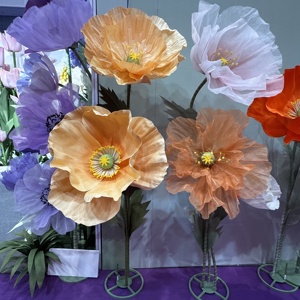 D286 vente en gros <span class=keywords><strong>pas</strong></span> <span class=keywords><strong>cher</strong></span> prix décorations de fête de <span class=keywords><strong>mariage</strong></span> fleurs géantes debout coquelicot Rose électrique fleurs géantes - Product Image 6