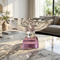 Plateau de rangement décoratif en verre élégant et moderne avec pied haut, options de base multicolores, pour bonbons et confiseries, idéal pour mariages, banquets et tables de fête