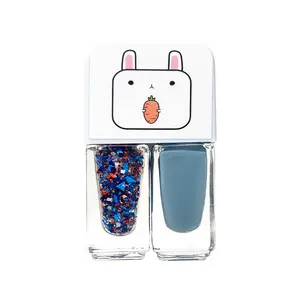 wholesale private label custom 2 in 1 nail art polish and acrylic powder set kids top coat gel nail polish bottle