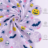 Tissu en coton slub doux imprimé numériquement sur mesure, motif citrouille et araignée d'Halloween, 65 g/m², pour costumes, artisanat et vêtements pour enfants