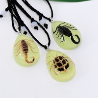 Collier tendance en plastique avec spécimen d'insecte naturel, pendentif lumineux en forme d'insecte, chaîne en corde, vente directe fabricant
