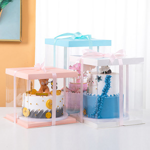 21.5*23 cm Caja De Pastel Logo Personnalisé Jetable Fort PET Nouveau Design <span class=keywords><strong>8</strong></span> POUCES Boîte D'emballage De Gâteau En Plastique Transparent - Product Image 4