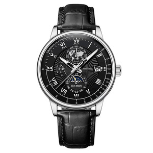 Nouvelle montre pour homme élégante à trois yeux ciel étoilé lune calendrier bracelet en cuir montre-bracelet - Product Image 4