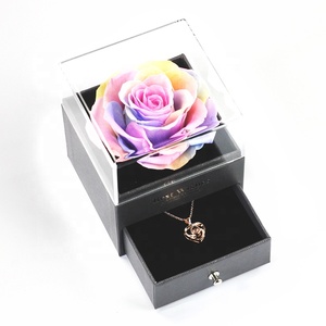 Scatola di fiori in vera rosa blu conservata con collana cuore ti amo per mamma moglie <span class=keywords><strong>fidanzata</strong></span> <span class=keywords><strong>regalo</strong></span> di <span class=keywords><strong>anniversario</strong></span> della festa della mamma - Product Image 4