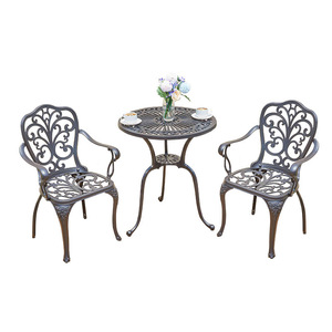 Ensemble de jardin extérieur européen, table et chaises en aluminium, 2 places, mobilier de cour imperméable - Product Image 1