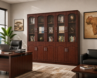 Meuble de Rangement de Bureau Tout-en-un : Organiseur avec Deux Bibliothèques à Cinq Portes, Autoportant, Verrouillable, en MDF, Design Minimaliste et Moderne