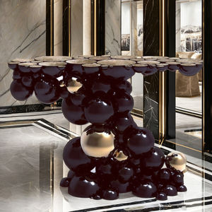 <span class=keywords><strong>Table</strong></span> <span class=keywords><strong>Console</strong></span> en Acier Inoxydable Sculpté à la Main de Design Moderne et Contemporain Haut de Gamme Laqué Noir avec Accents Dorés pour Décoration de Maison et Villa - Product Image 3