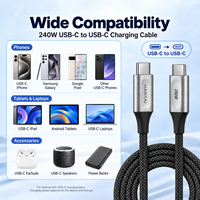 Câble USB C de charge rapide PD 240W, transfert de données haute vitesse 20 Gbps, câble tressé en nylon Type C vers Type C