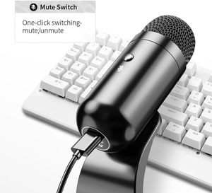 Micrófono de Condensador USB <span class=keywords><strong>Mini</strong></span> para Computadora, Soporte Ajustable, Micrófono para PC, Streaming, Podcasting, Grabación Vocal, Micrófono de <span class=keywords><strong>Estudio</strong></span> de Escritorio - Product Image 5