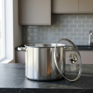 Casserole en acier inoxydable avec couvercle en verre, design minimaliste, compatible four/lave-vaisselle, antirouille, écologique, compatible gaz et induction - Product Image 3