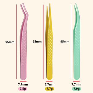 Pinces à cils, pinces à plumes dorées, pinces en acier inoxydable, pinces texturées colorées antidérapantes, pinces à cils à bout arrondi pour débutants - Product Image 2