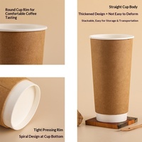 Gobelets isothermes jetables en papier kraft blanc à double paroi, anti-fuite, pour boissons chaudes et froides, avec couvercle, en stock, pour le lait