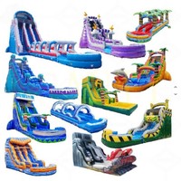 Toboggan aquatique gonflable rose sur mesure EN14960 de 5,5 m (18 pi) à usage intensif, à une voie, avec grande piscine intégrée, personnalisable OEM