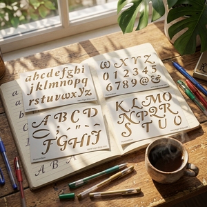 Ensemble de pochoirs de lettres cursives en PET durables, taille personnalisée, réutilisables et lavables, pour enseignes en bois, bricolage et peinture artisanale - Product Image 4