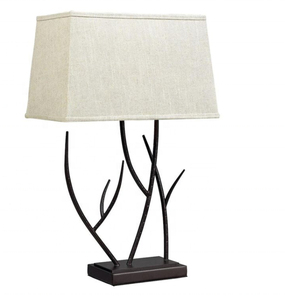 Lampe de table en nickel brossé avec abat-jour en tissu de lin pour les marchés américain, britannique et moyen-oriental avec certificat UL CE - Product Image 3