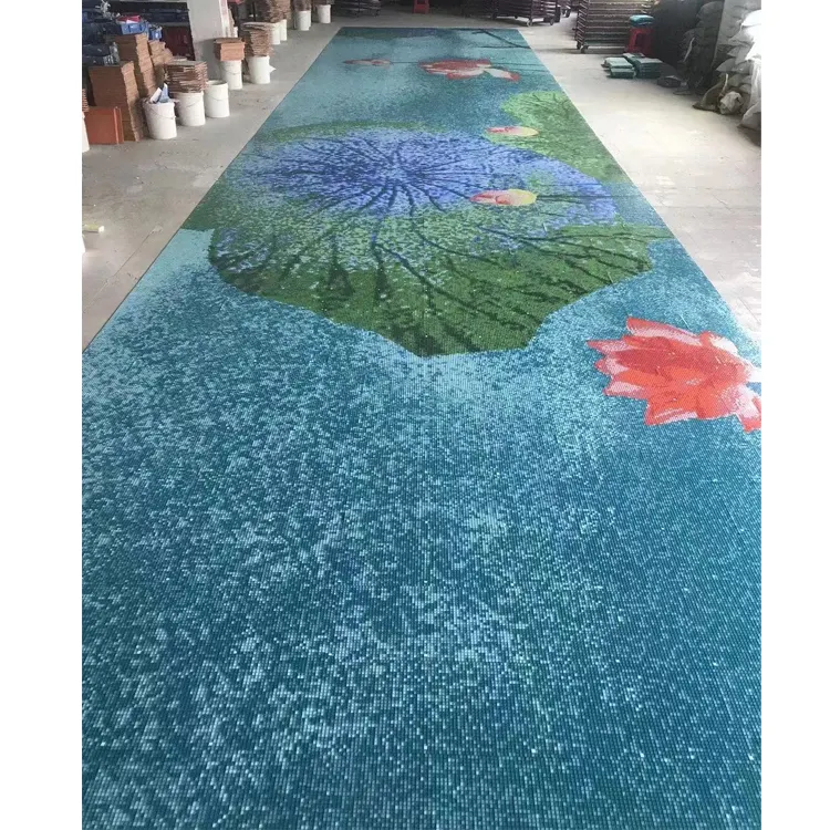 Grand carrelage mural en mosaïque de verre, personnalisé, pour salon, piscine