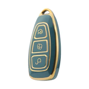 Étui pour clé de voiture intelligente Veste de clé de télécommande Protection complète à 360 degrés Coque de clé en TPU pour Ford Mondeo Focus 3