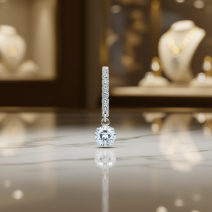 Pendientes de Diamantes de Oro Blanco, Corte Brillante Redondo, Color G, Diamante Natural, Joyería Clásica de Compromiso para Mujer - Product Image 2