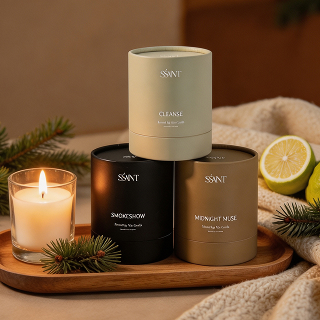 Custom Biodegradable Tube Packaging Kraft Paper Candle Tube Packaging Perfume Canister Tube Box Packaging for Sand Candle