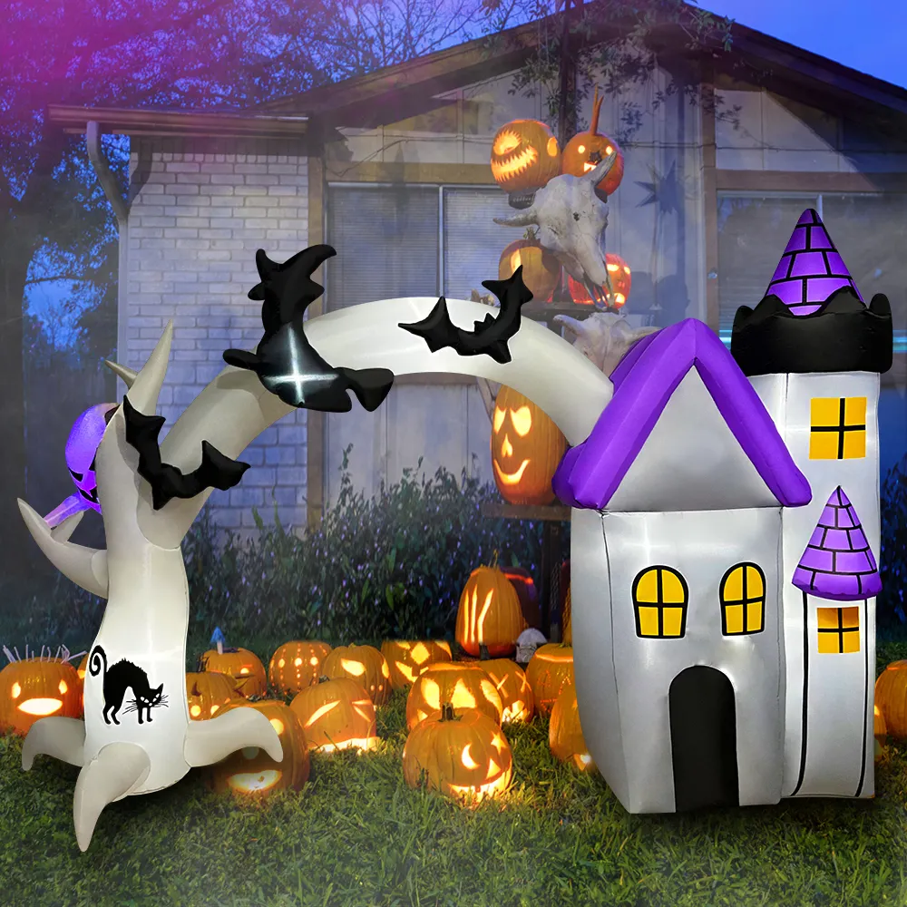 9 Ft Halloween Opblaasbare Duivel Archway Decoratie Speelgoed Groothandel Goedkope Opblaasbare Kasteelhuis Led Licht Decor