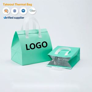Sacs isothermes écologiques personnalisés avec logo, en non-tissé, doublés de feuille d'aluminium, sacs thermiques jetables pour aliments, avec poignées, portables, avec ruban adhésif - Product Image 1