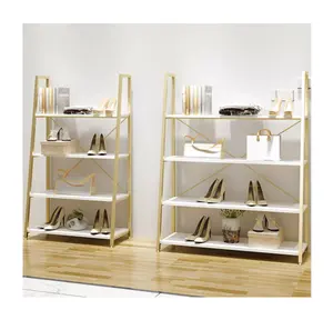 Выставочный зал, дизайн, Современная Золотая настенная сумка и сумочка, демонстрационный стеллаж для магазина обуви, стойка для обуви, демонстрационная полка