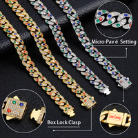 Collier chaîne cubaine NUOYA Hip Hop en or plaqué 18 carats avec moissanite blanche de 10 mm et fermoir boîte, bijoux vintage