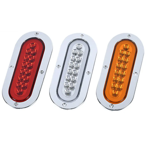 6 "hình bầu dục dẫn dừng lần lượt tín hiệu đuôi ánh sáng <span class=keywords><strong>chrome</strong></span> cao su vòng bên đánh dấu phanh dừng đèn cảnh báo cho xe tải Trailer đuôi đèn - Product Image 2
