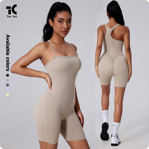 Novo Estilo Assimétrico Bela Volta Yoga Dança e Esportes Butt Lifting Smocking Cut Out Romper - Product Image 5