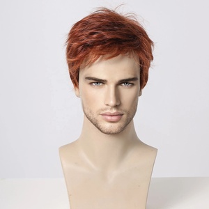 Perruques courtes en cuivre rouge pour hommes, livraison rapide d'usine, synthétiques, moelleuses, naturelles, résistantes à la chaleur, coupe pixie auburn - Product Image 2