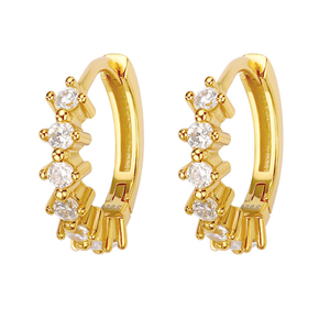 Trendy Wedding Party Gift Small Fine Jewelry 925 <strong>Sterling</strong> <strong>Silver</strong> Kid's <strong>Earrings</strong> Geometric Gold Plating Shiny Zircon <strong>Hoops</strong> - Product Image 2