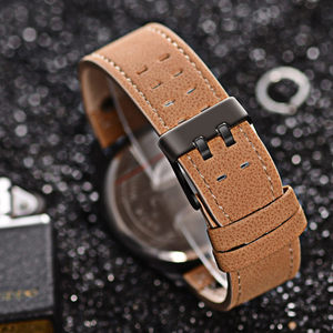 Orologio da Polso Casual da Uomo al Quarzo con Doppio Quadrante, Cinturino in Pelle PU, Quadrante in Vetro da 44mm, Tre Sottoquadranti, Regalo per la Festa del Papà - Product Image 4