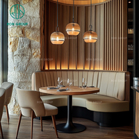 Demi-cercle moderne incurvé rond tissu en bois café thé boutique restaurant table et chaises ensembles stand sièges meubles stand
