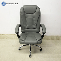 Chaise de bureau ergonomique, hauteur réglable, cuir PU, pivotante à 360°, inclinable, accoudoirs réglables, chrome, style contemporain, pour bureau à domicile