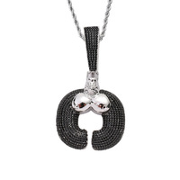 Collier pendentif gorille en CZ noir en gros, bijoux hip-hop pour hommes