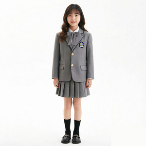 Ensemble scolaire en polyester et coton, 4 pièces, style <span class=keywords><strong>anglais</strong></span>, gris, pour garçons et filles - Product Image 4