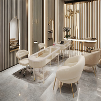 Ensemble Table et Chaises de Manucure Modernes pour Salon de Beauté, Meubles de Manucure Marbre pour Salon