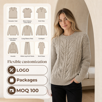Pull en laine et viscose pour femme, style preppy, col rond, tricoté, personnalisé, style Old Money