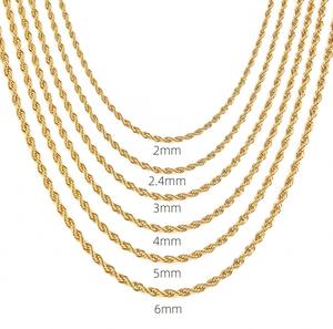Wholesale Women 18K Gold Plated Stainless Steel Twisted <b>Rope</b> Link <b>Chain</b> Necklace - Product Image 5